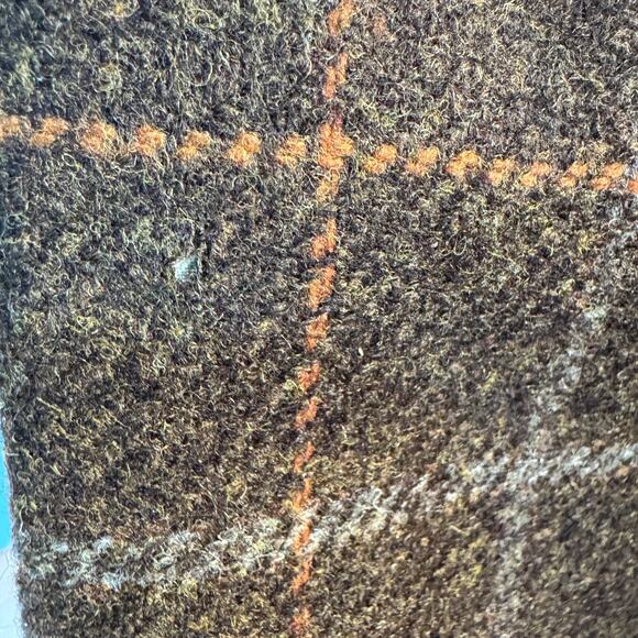 Peruvian Connection Plaid Tartan Belmont Blazer Brown Orange 100% Lambswool Sz 4 - Picture 12 of 13